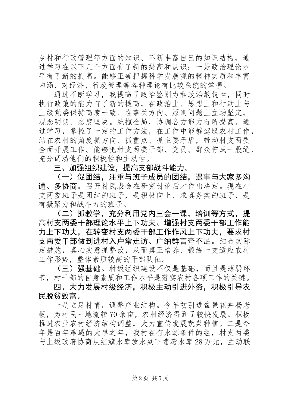 XX年村支部书记述职述廉报告_第2页