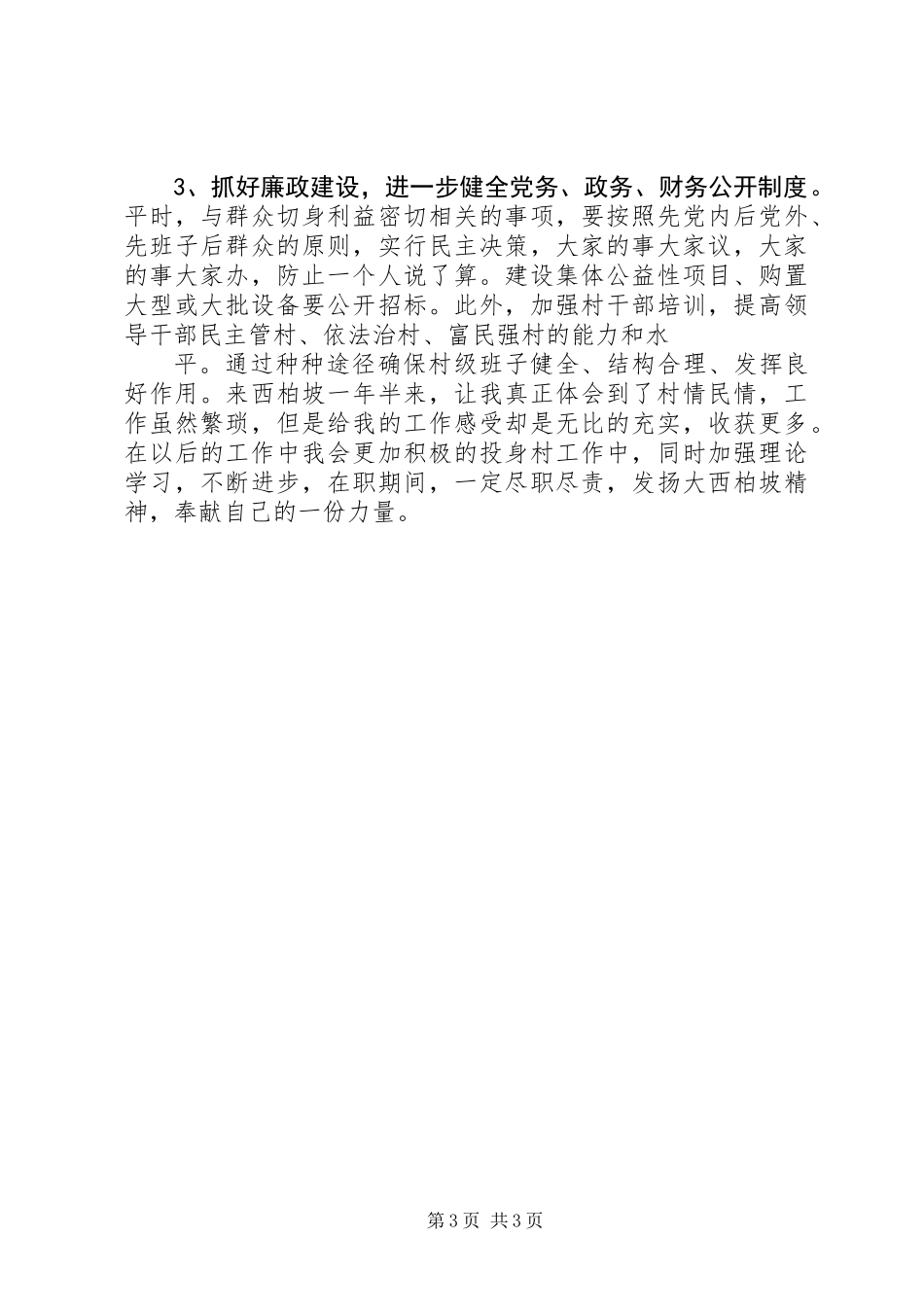 XX年村官述职报告_第3页