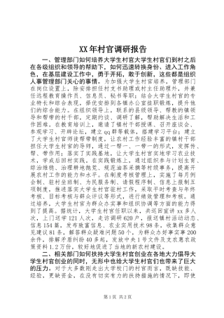 XX年村官调研报告