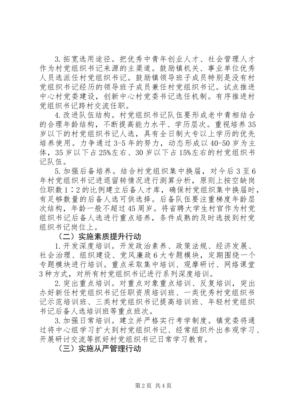 XX年村党组织书记队伍建设工作意见_第2页
