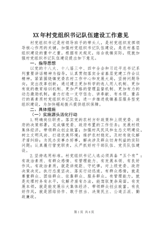 XX年村党组织书记队伍建设工作意见