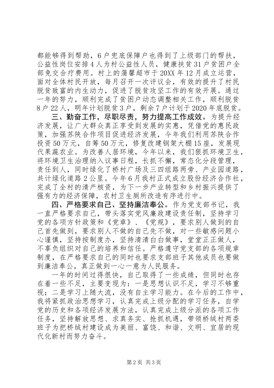 XX年村党支部书记述职报告_第2页