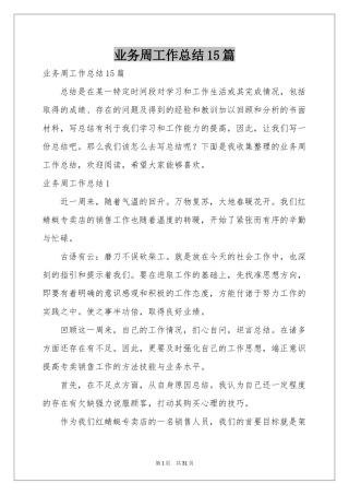 业务周工作参考总结15篇