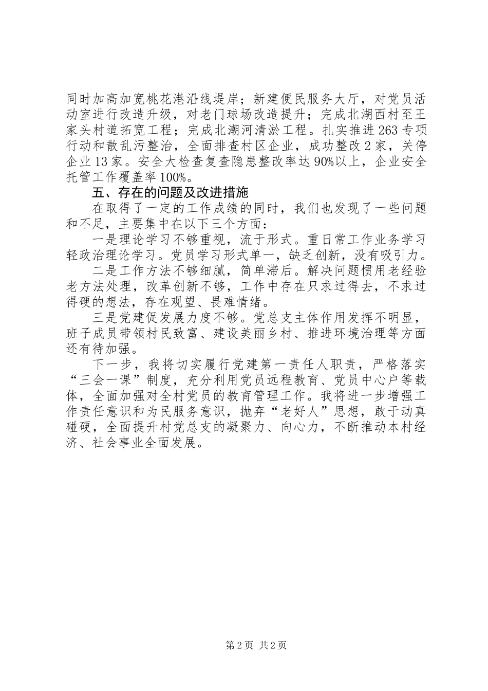 XX年村党总支书记个人工作总结_第2页