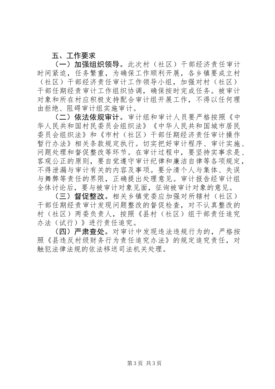 XX年村(社区)经济责任审计工作方案_第3页