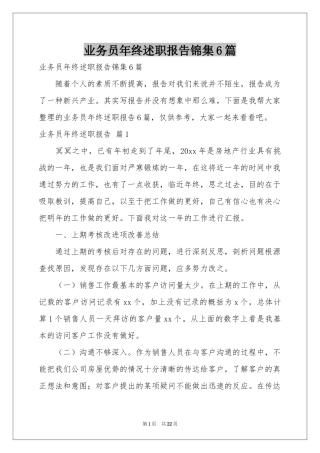 业务员年终述职报告锦集6篇
