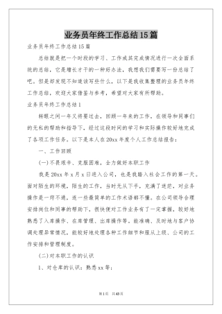业务员年终工作参考总结15篇