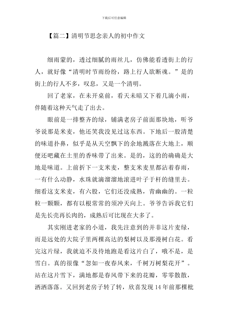 清明节思念亲人的初中作文_第3页