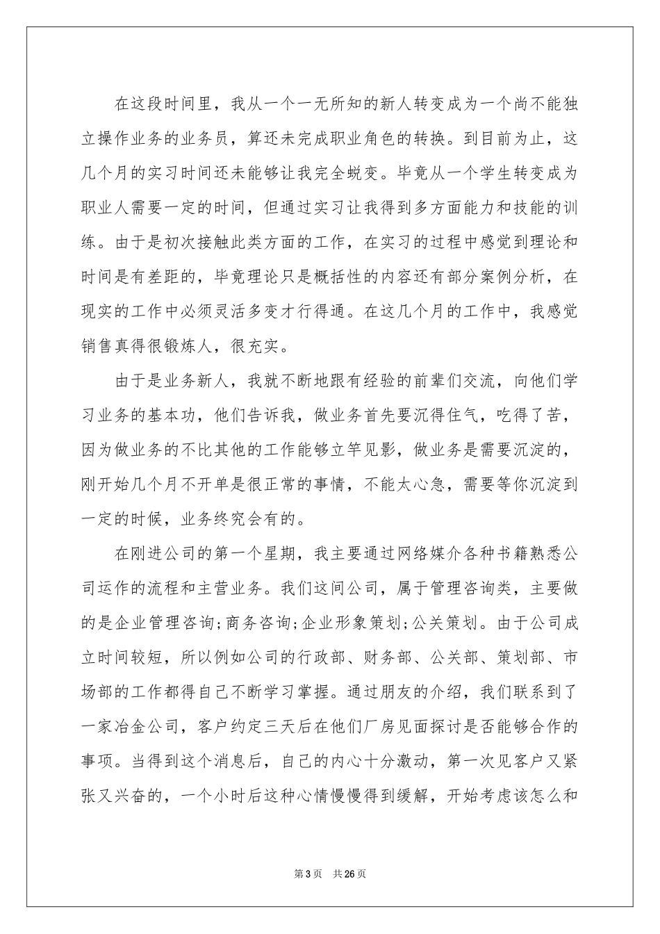 业务员实习工作参考总结_第3页