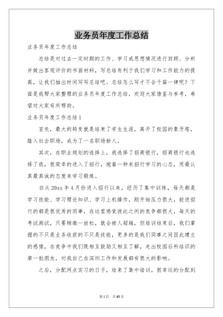 业务员年度工作参考总结