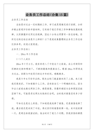 业务员工作参考总结(合集15篇)