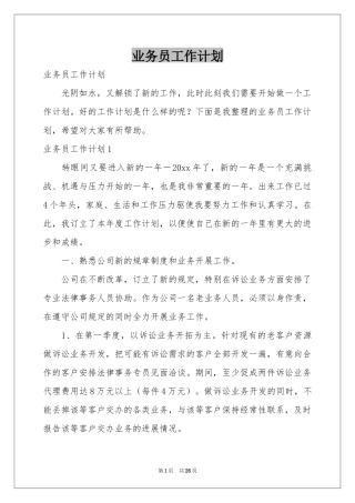 业务员工作参考计划