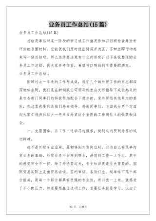 业务员工作参考总结(15篇)