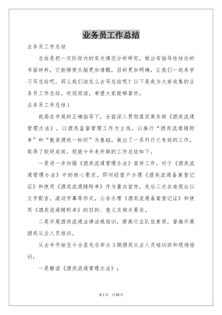 业务员工作参考总结