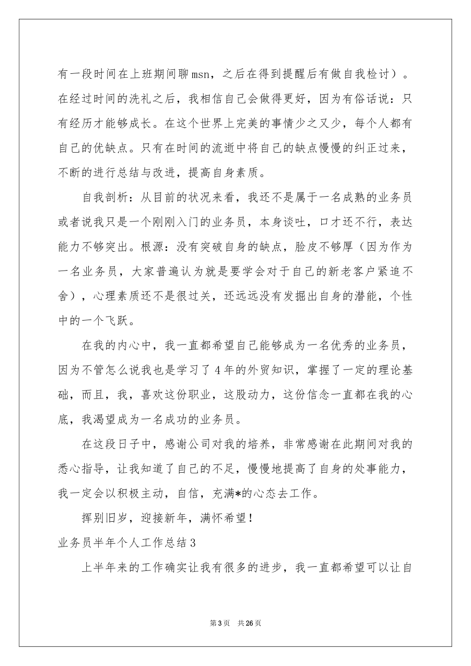 业务员半年个人工作参考总结_第3页