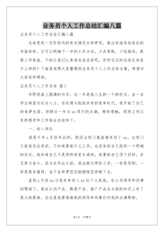 业务员个人工作参考总结汇编八篇