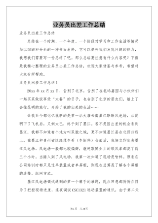 业务员出差工作参考总结