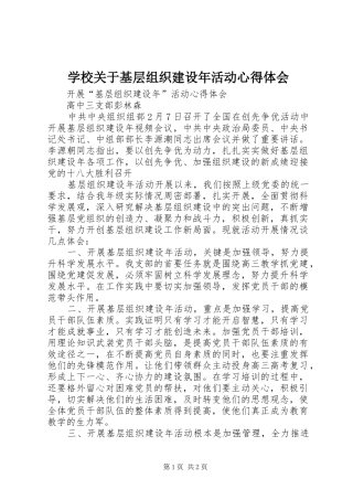 学校关于基层组织建设年活动心得体会