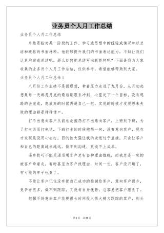 业务员个人月工作参考总结