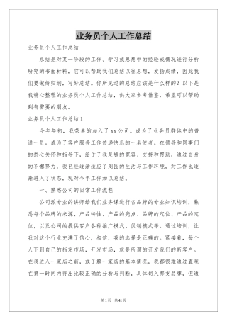 业务员个人工作参考总结