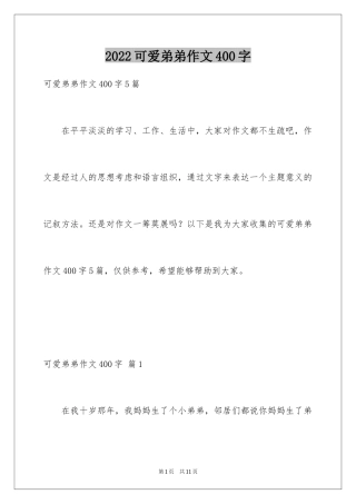 2024可爱弟弟作文400字