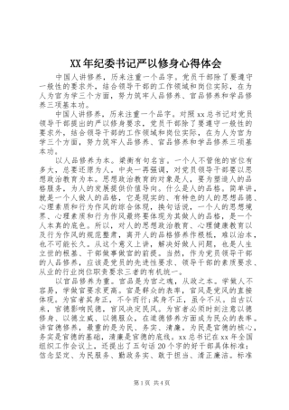 XX年纪委书记严以修身心得体会