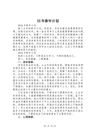XX年新年计划