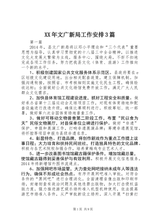 XX年文广新局工作安排3篇