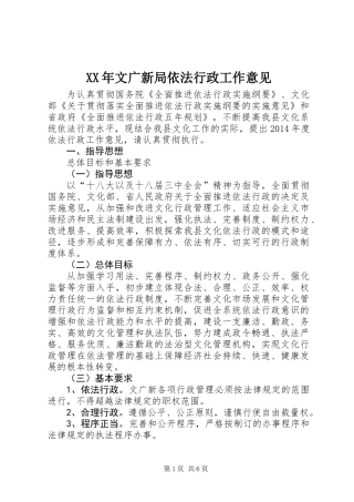 XX年文广新局依法行政工作意见