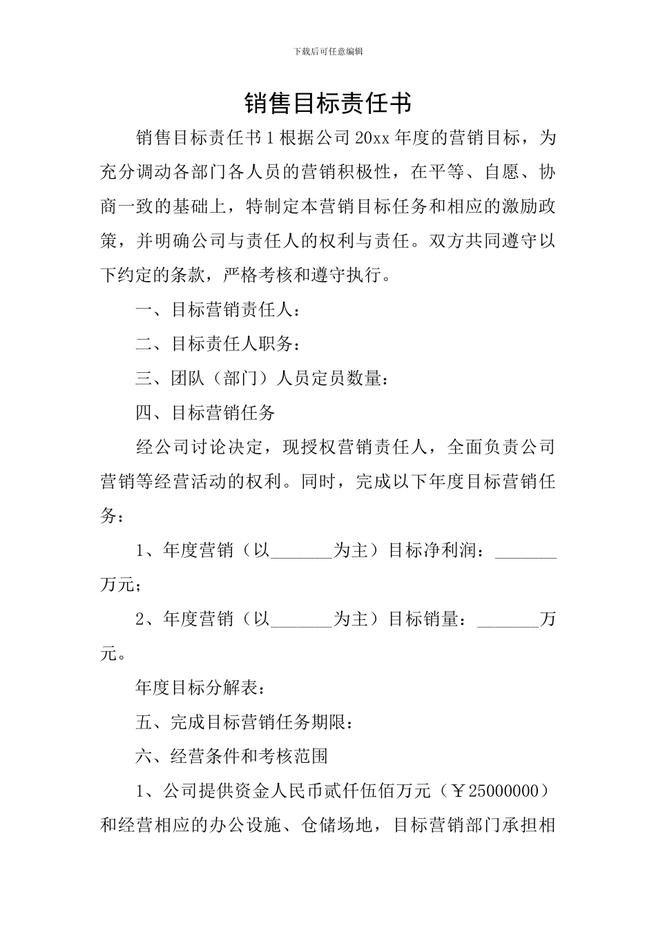 销售目标责任书_第1页