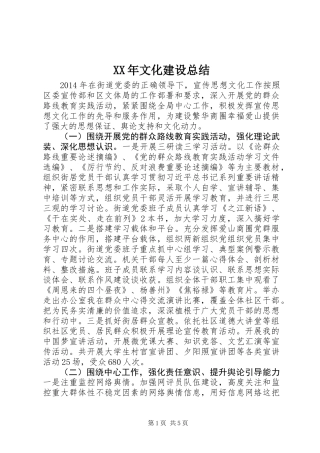 XX年文化建设总结