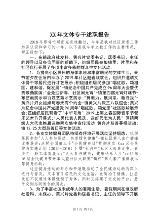 XX年文体专干述职报告