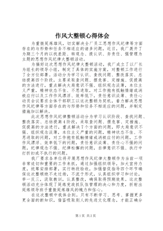 作风大整顿心得体会