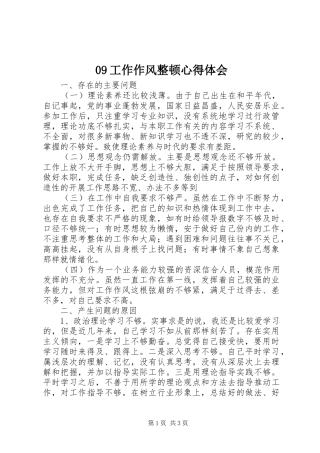 09工作作风整顿心得体会