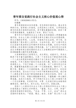 青年要自觉践行社会主义核心价值观心得