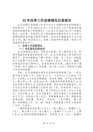 XX年改革工作进展情况自查报告