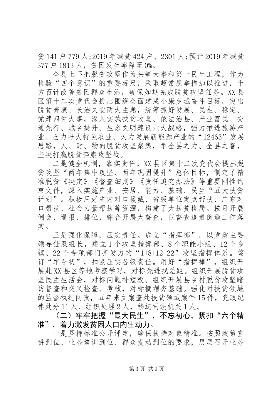 XX年扶贫领域作风问题专项治理述责述廉报告_第3页