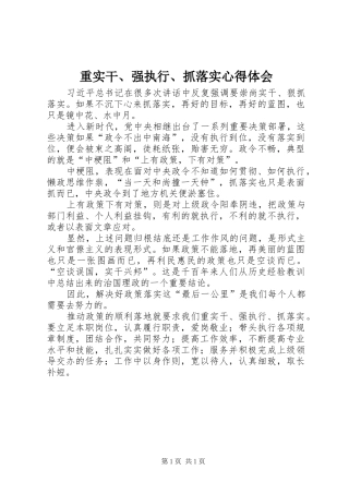 重实干、强执行、抓落实心得体会