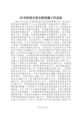 XX年扶贫办党支部党建工作总结
