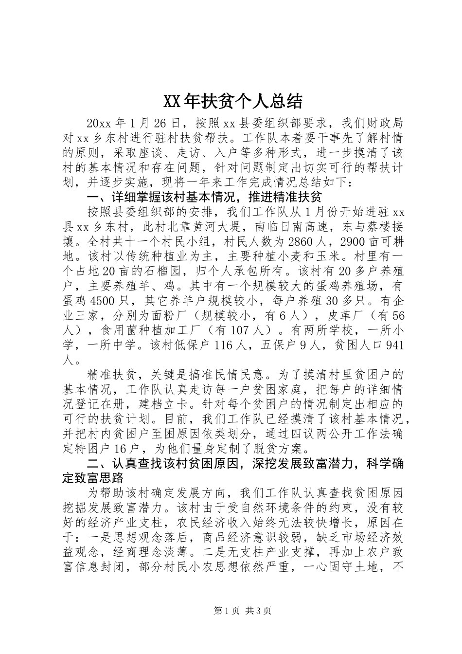 XX年扶贫个人总结_第1页