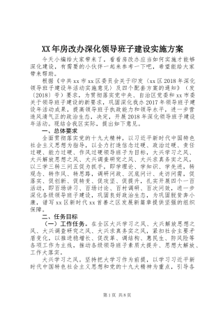 XX年房改办深化领导班子建设实施方案