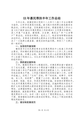 XX年惠民帮扶半年工作总结
