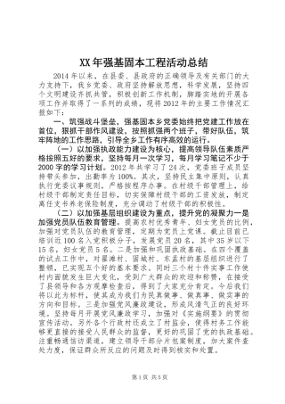 XX年强基固本工程活动总结