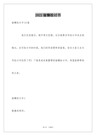 2024偷懒检讨书_1