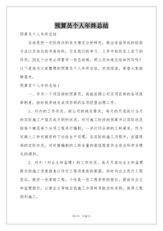 预算员个人年终参考总结