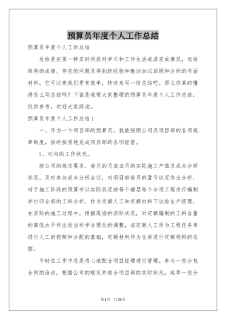 预算员年度个人工作参考总结