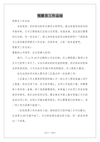 预算员工作参考总结