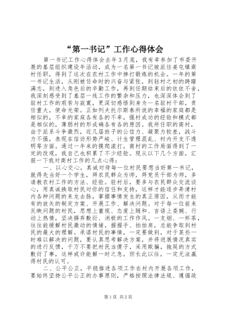 “第一书记”工作心得体会