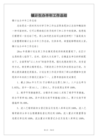 镇计生办半年工作参考总结