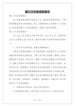 镇人大代表述职报告